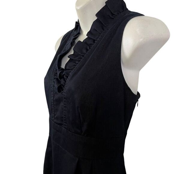 London Times Denim Cotton Stretch V-Neck Sheath Sleeveless Pleated Dress sz 8 - Picture 8 of 16